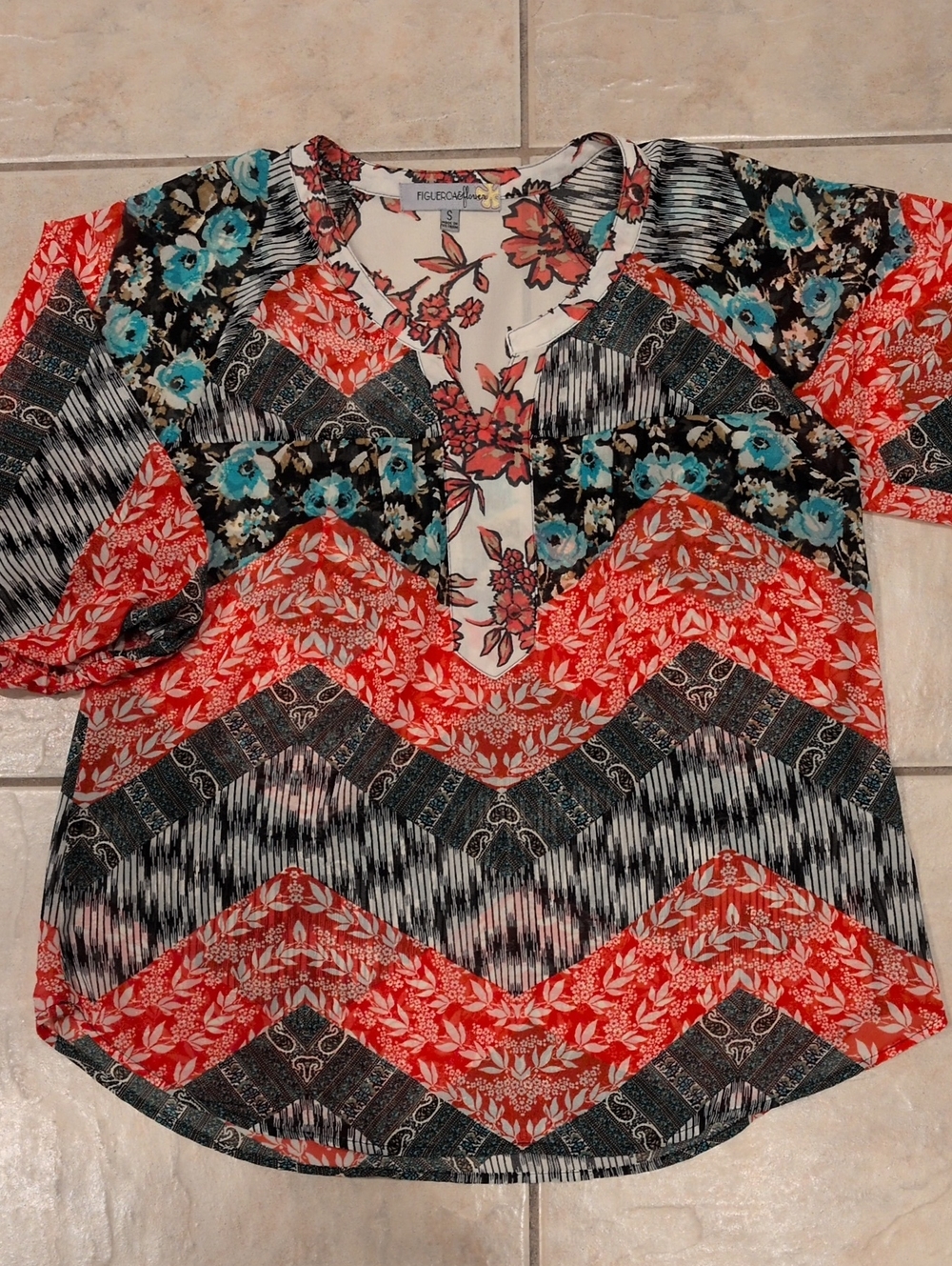 Anthropologie Fig and Flower Boho Blouse Size Small